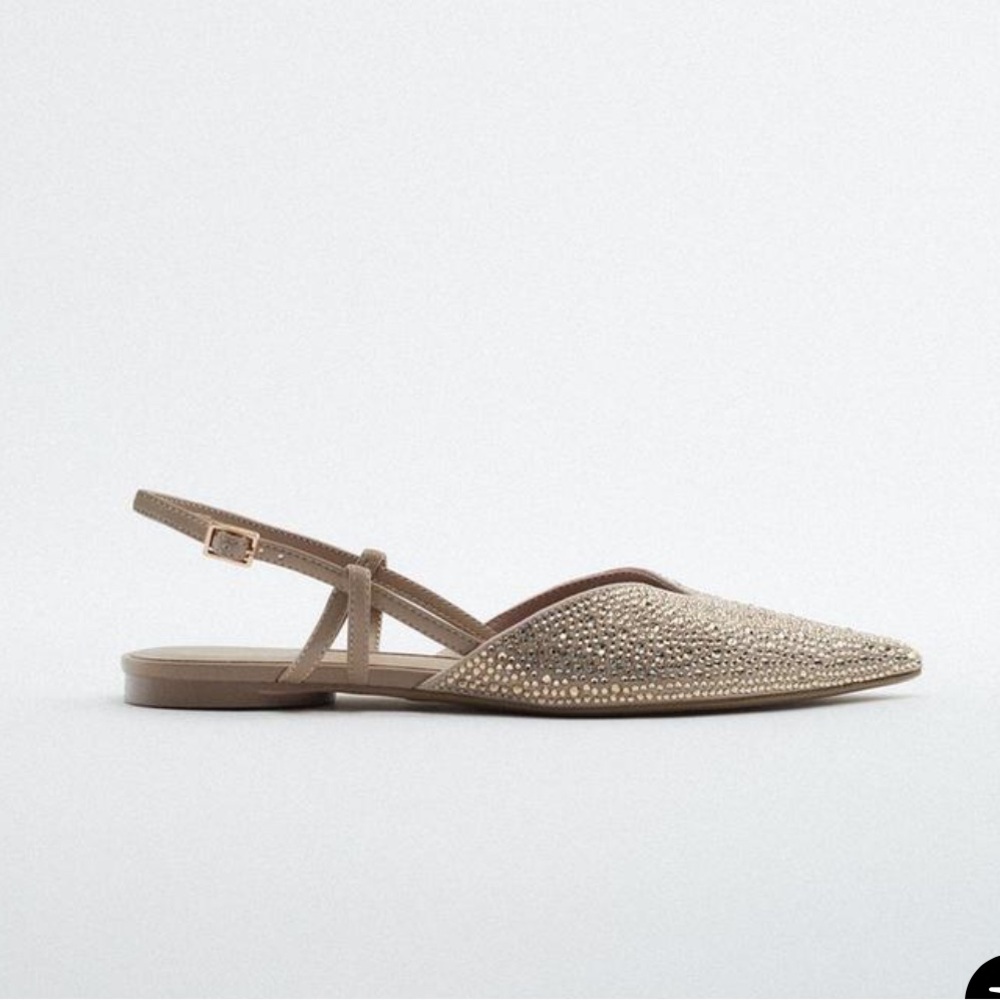 NWT Zara RHINESTONE SLINGBACK FLATS size 38 - Picture 5 of 6